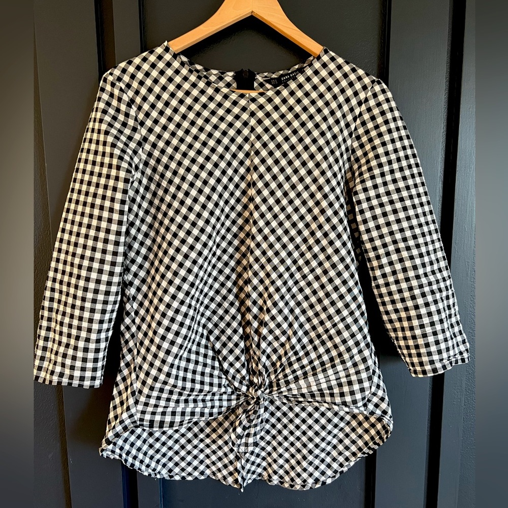 ZARA gingham print blouse